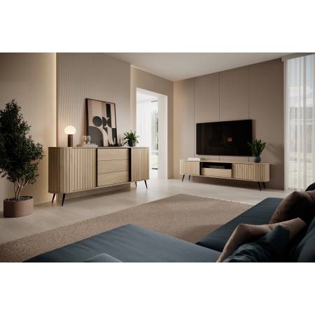 Komoda RTV szafka pod telewizor dąb cremona 196 cm 2D1S LAVIA
